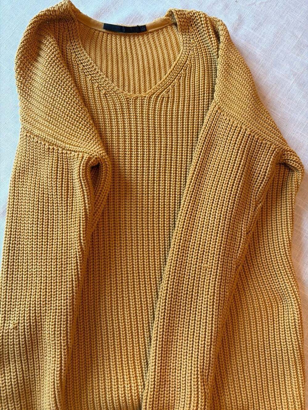 Jenni Kayne Organic Cotton Cabin V-Neck Sweater in Mustard Yellow